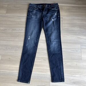 Cult Of Individuality Womens Blue Denim Dark Wash Teaser Skinny Jeans Size 28